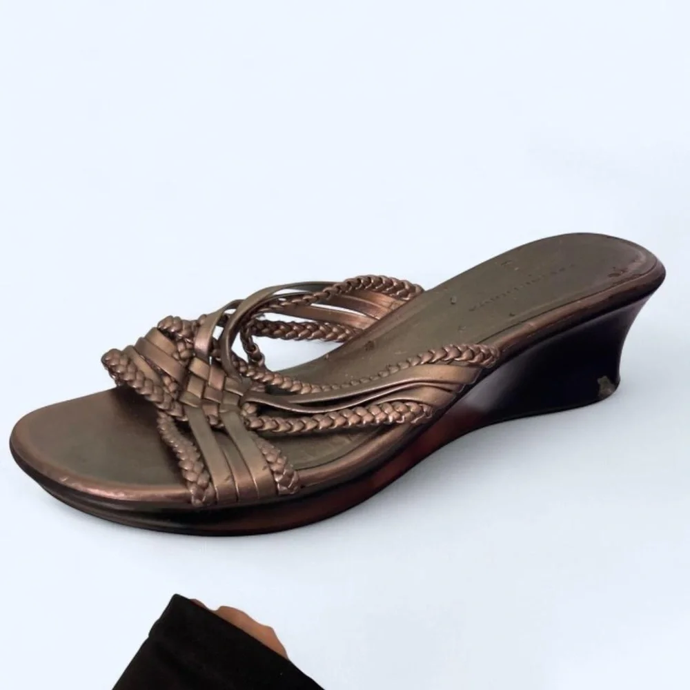 Metallic silver braided wedge sandals 7 Predictions